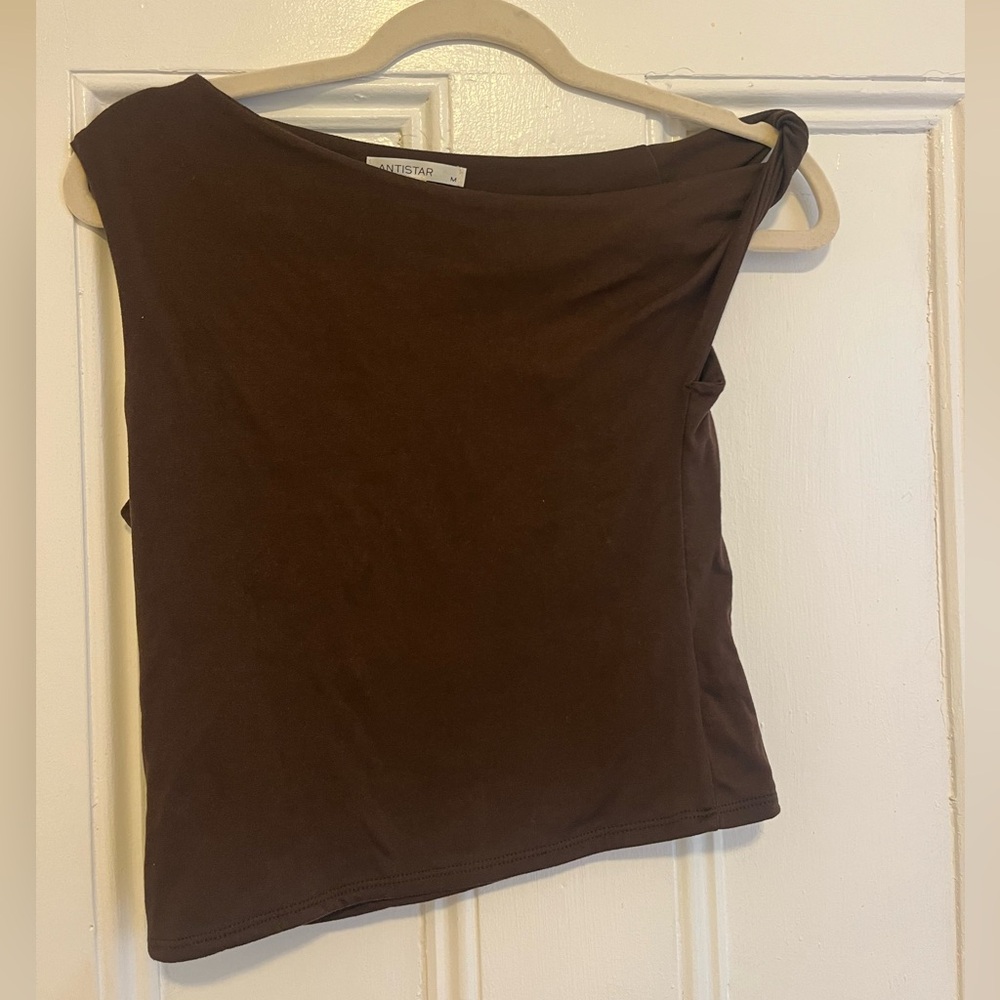Brown Off-Shoulder Top